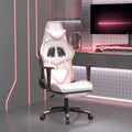 Fauteuil de jeu avec repose-pieds, blanc et rose, similicuir