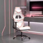 Fauteuil de jeu avec repose-pieds, blanc et rose, similicuir