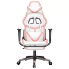Fauteuil de jeu avec repose-pieds, blanc et rose, similicuir