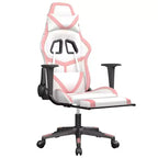 Fauteuil de jeu avec repose-pieds, blanc et rose, similicuir