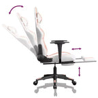 Fauteuil de jeu avec repose-pieds, blanc et rose, similicuir