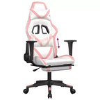 Fauteuil de jeu avec repose-pieds, blanc et rose, similicuir