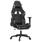 vidaXL Gaming Chair with Footrest, Black and Camouflage, Faux Leather