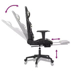 Chaise de jeu avec repose-pieds, noir et camouflage, similicuir