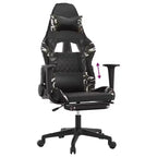 Chaise de jeu avec repose-pieds, noir et camouflage, similicuir