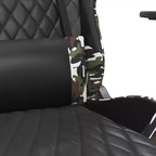 Chaise de jeu avec repose-pieds, noir et camouflage, similicuir