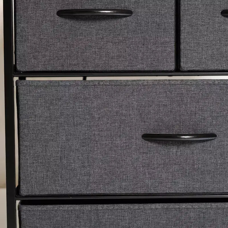 Table de chevet avec 4 tiroirs en tissu, station de charge avec 2 ports USB et prise de courant