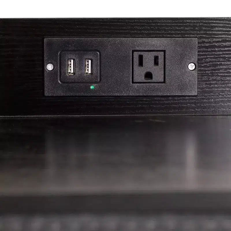 Table de chevet avec 4 tiroirs en tissu, station de charge avec 2 ports USB et prise de courant