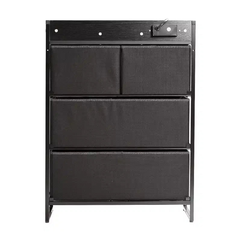 Table de chevet avec 4 tiroirs en tissu, station de charge avec 2 ports USB et prise de courant