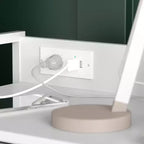 Table de chevet avec 4 tiroirs en tissu, station de charge avec 2 ports USB et prise de courant