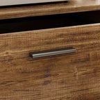 Buffet de cuisine en bois de 59 po avec portes en métal, 3 tiroirs et étagères