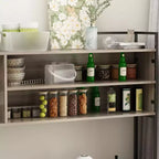 Buffet de cuisine en bois de 59 po avec portes en métal, 3 tiroirs et étagères