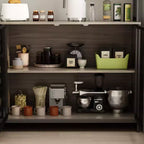Buffet de cuisine en bois de 59 po avec portes en métal, 3 tiroirs et étagères