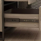 Buffet de cuisine en bois de 59 po avec portes en métal, 3 tiroirs et étagères
