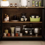 Buffet de cuisine en bois de 59 po avec portes en métal, 3 tiroirs et étagères