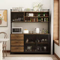 Famapy 59 in. W Kitchen Wood Buffet Sideboard Pantry Cabinet For Dining Room with Metal MDoors 3-Drawers Shelves