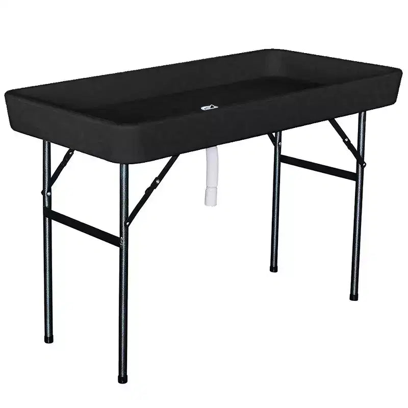 Table de réception pliable portative de 122 cm avec bac à glace et jupe, noire