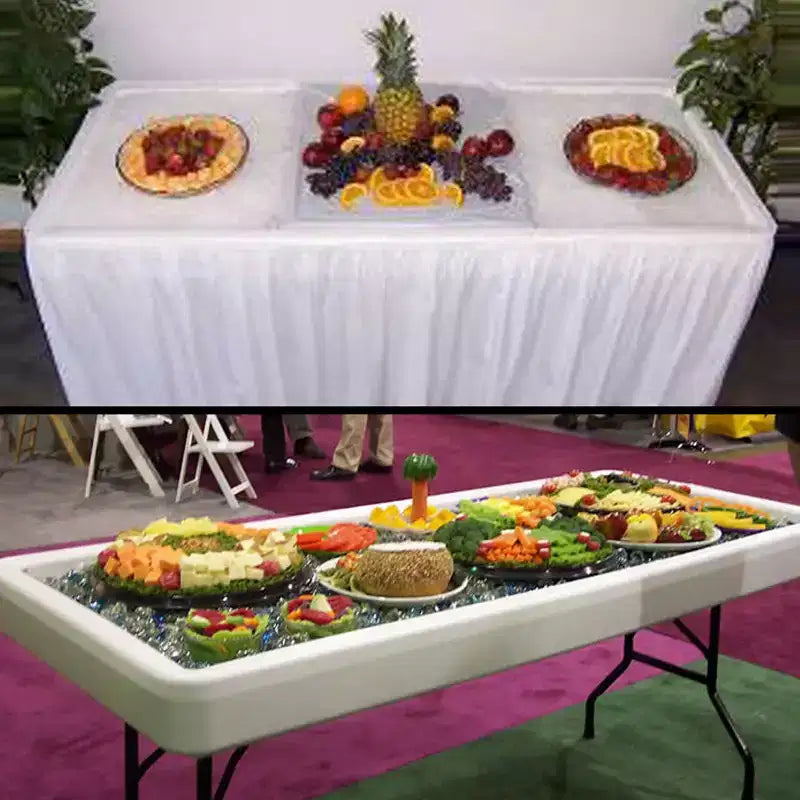 Table de réception pliable portative de 122 cm avec bac à glace et jupe, noire