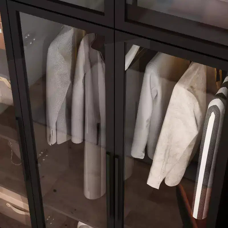 Vitrine d'exposition moderne avec portes en verre et étagères réglables