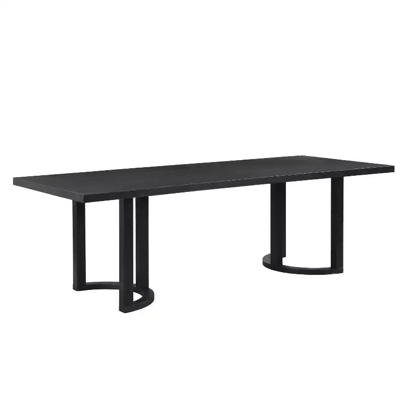 Table de salle à manger de 241 cm pour 8 personnes, style campagnard classique, en bois massif, rectangulaire, noire