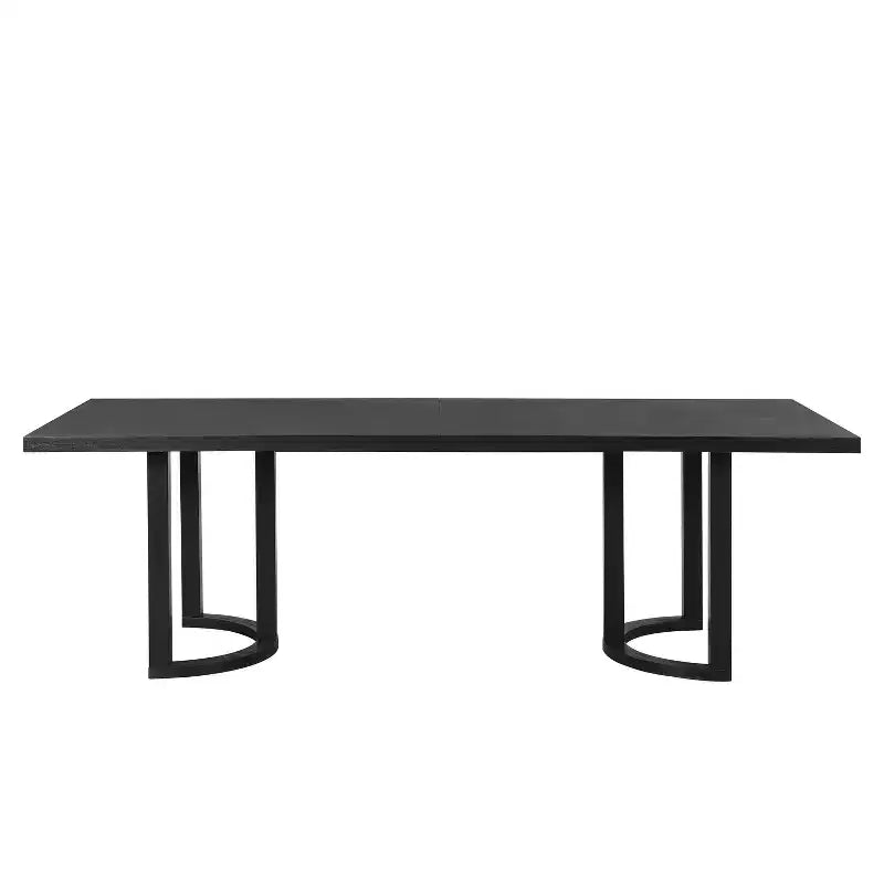 Table de salle à manger de 241 cm pour 8 personnes, style campagnard classique, en bois massif, rectangulaire, noire