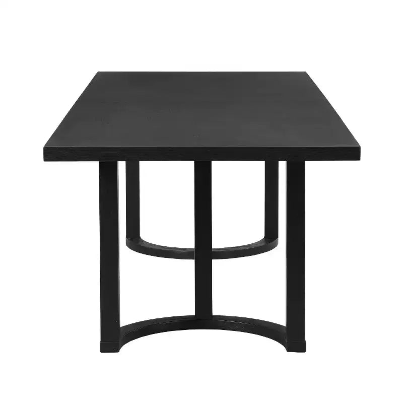 Table de salle à manger de 241 cm pour 8 personnes, style campagnard classique, en bois massif, rectangulaire, noire