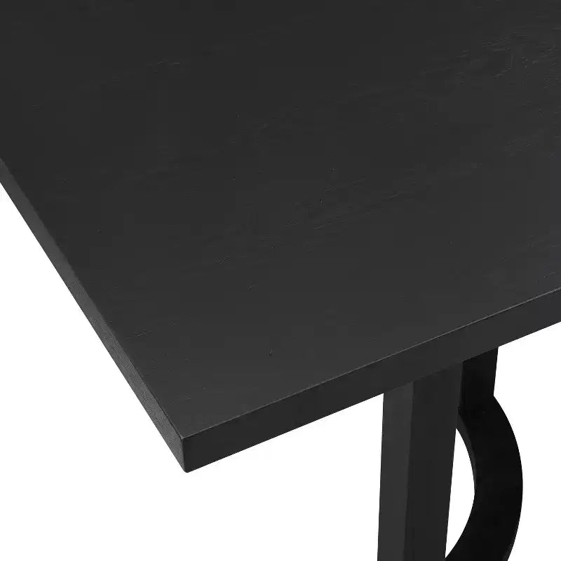 Table de salle à manger de 241 cm pour 8 personnes, style campagnard classique, en bois massif, rectangulaire, noire