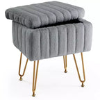 JIONJOY Faux Fur Rectangular Accent Small Ottoman with Storage