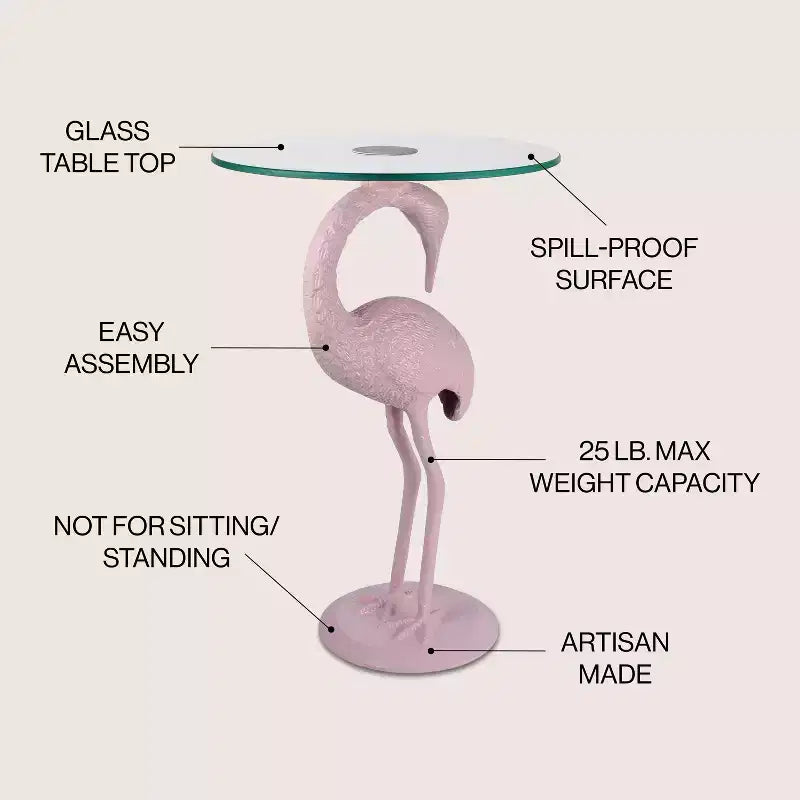 Table d'appoint classique Flamingo Mid-Century en verre 25 po