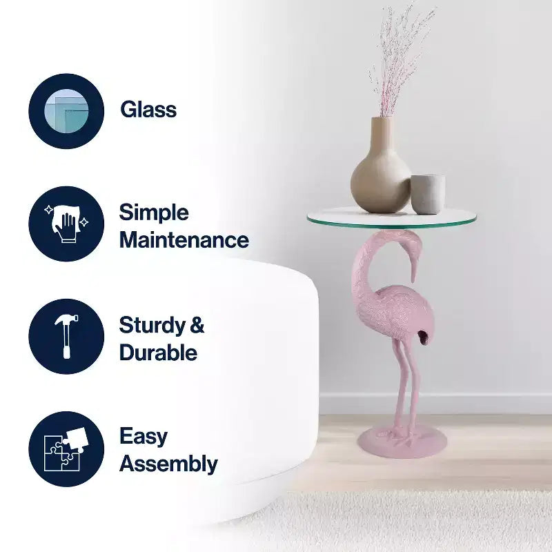 Table d'appoint classique Flamingo Mid-Century en verre 25 po