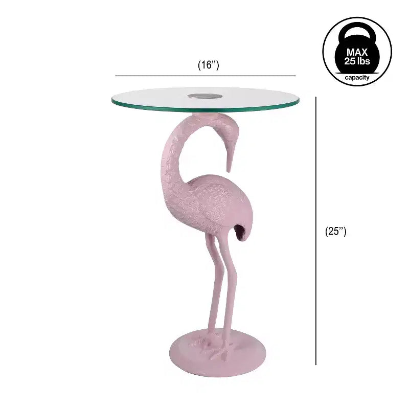 Table d'appoint classique Flamingo Mid-Century en verre 25 po
