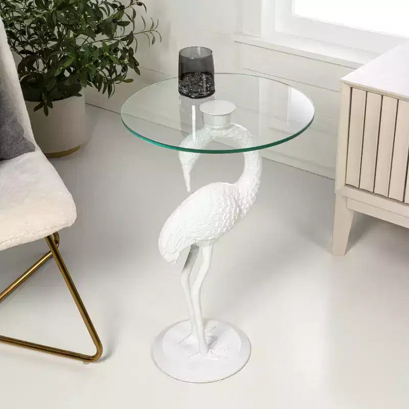 Table d'appoint classique Flamingo Mid-Century en verre 25 po