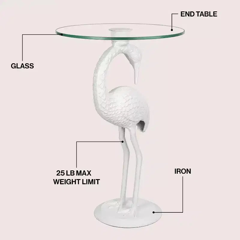 Table d'appoint classique Flamingo Mid-Century en verre 25 po