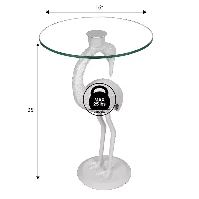 Table d'appoint classique Flamingo Mid-Century en verre 25 po