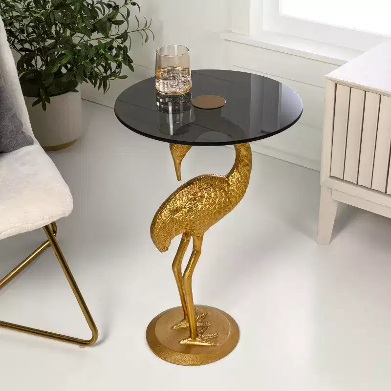Table d'appoint classique Flamingo Mid-Century en verre 25 po