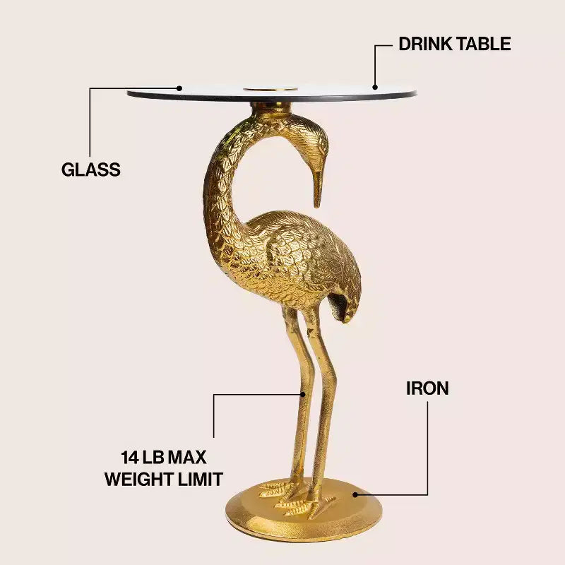 Table d'appoint classique Flamingo Mid-Century en verre 25 po