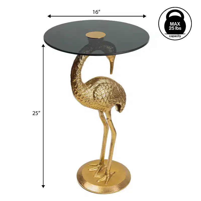 Table d'appoint classique Flamingo Mid-Century en verre 25 po
