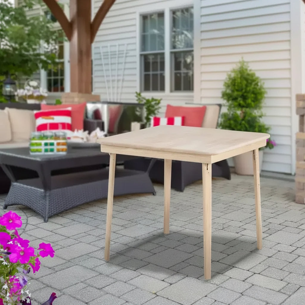 Classic Straight Edge Solid Wood Folding Card Table, Unfinished Frame
